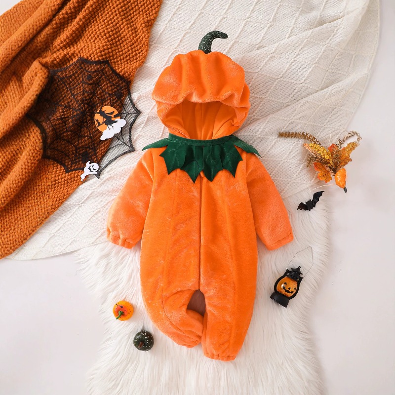 Newborn Baby Pumpkin Romper Ho - Cotton Baby Onesies Zipper 评论和价格