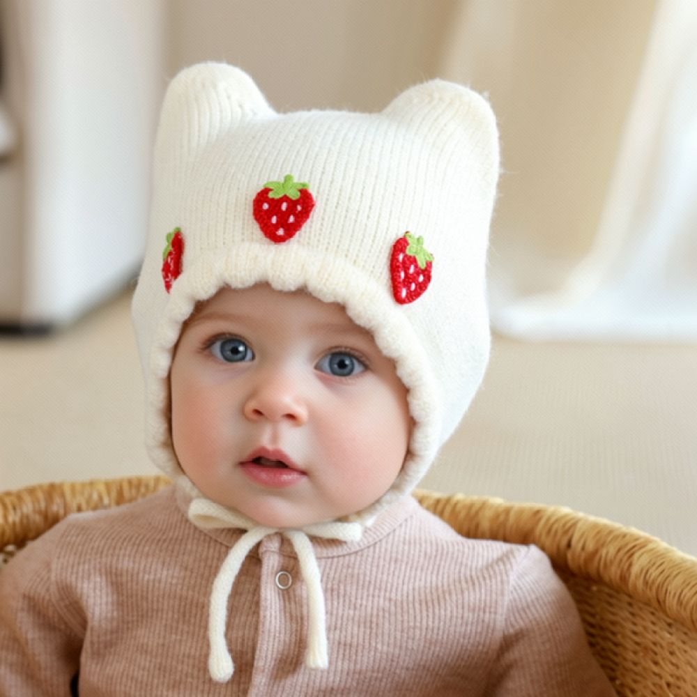 Winter Knitted Baby Bonnet War - Infant Beanie Hat With Ears 评论和价格