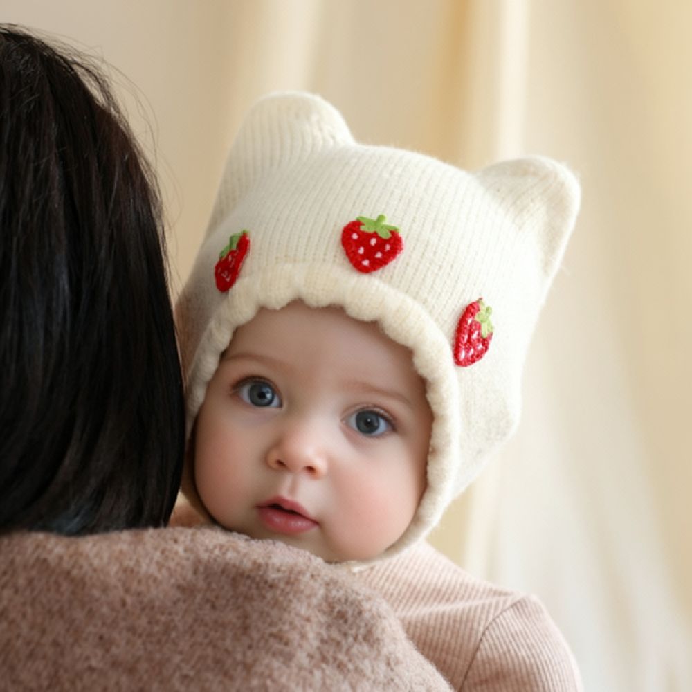 Winter Knitted Baby Bonnet War - Infant Beanie Hat With Ears 评论和价格